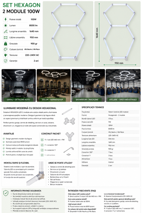 Lampa hexagonala LED pentru salon si barbershop [2]