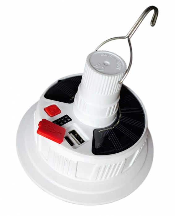 Lampa solara XG-T38, cu acumulator ,3x LED, 57x SMD, 6 led x RGB , functie de incarcare, carlig fixare [9]