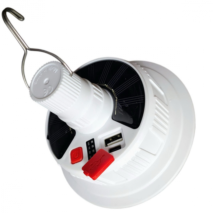 Lampa solara XG-T38, cu acumulator ,3x LED, 57x SMD, 6 led x RGB , functie de incarcare, carlig fixare [12]