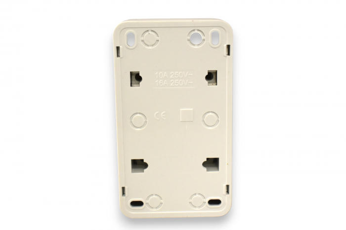 Priza schuko simpla + intrerupator dublu (comutator) aparenta contact de protectie 10A alba [3]