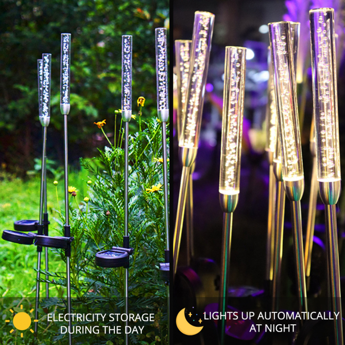 Set 2 Lampi Solare LED Tub cu Bule, Lumina Rece, Inaltime 73cm [4]
