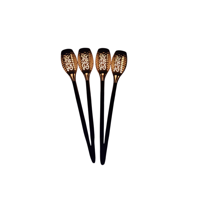 Set 4 Torțe Solare LED cu Efect de Flacără, 50 cm, 12 LED-uri, Senzor Crepuscular [6]