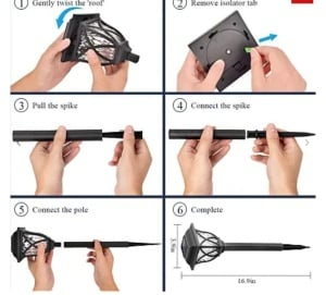 Set 6 x Lampi solare pentru gradina tip felinar, negru cu lumina calda [8]
