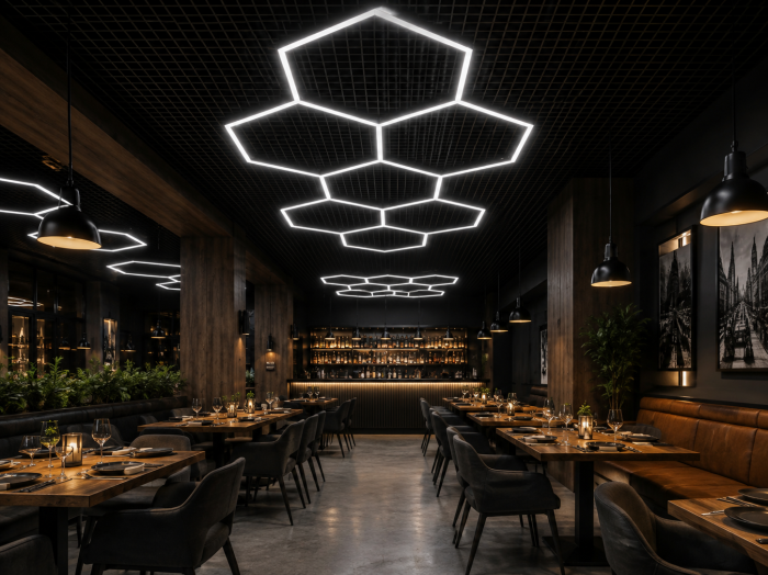 Sistem iluminat hexagonal LED pentru restaurant si spatiu comercial [2]