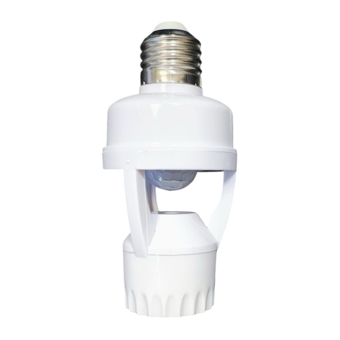 Soclu E27 cu senzor de mișcare și lumină crepusculară – 360°, unghi de detecție [1]