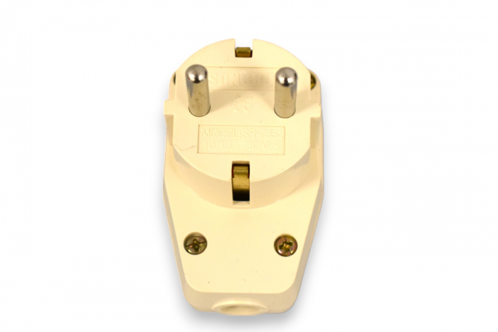 Stecher cu intrerupator si impamantare 16A schuko crem plastic [2]
