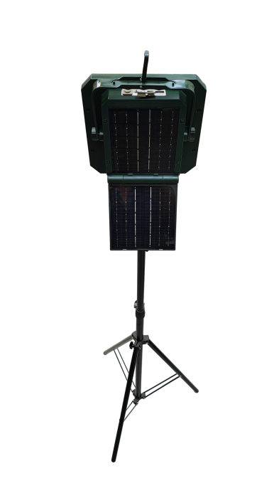 Trepied telescopic, H max 1,8m si  Proiector solar reincarcabil cu panou detasabil ,multiple functii,telecomanda [7]