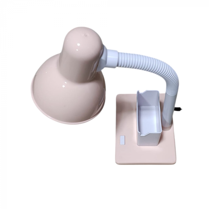 Veioza cu suport telefon si pixuri cu brat reglabil ,soclu E27 ,alimentat la 220V-roz-pal [5]