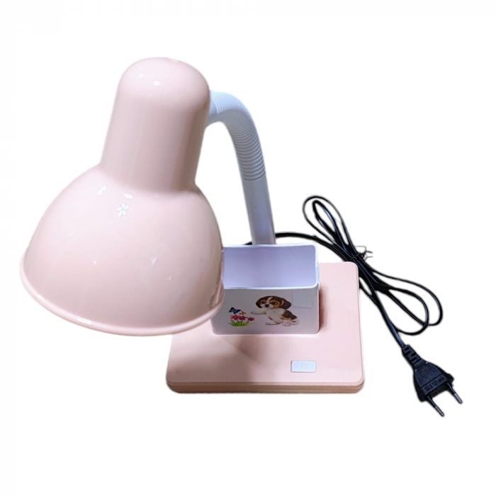 Veioza cu suport telefon si pixuri cu brat reglabil ,soclu E27 ,alimentat la 220V-roz-pal [2]