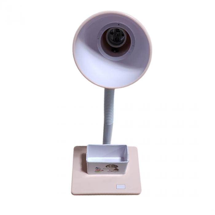 Veioza cu suport telefon si pixuri cu brat reglabil ,soclu E27 ,alimentat la 220V-roz-pal [6]