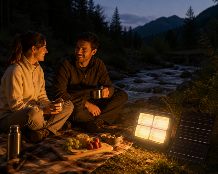 Proiector LED solar BL-930 cu 288 LED, panou solar detașabil, telecomandă și funcție Power Bank ecoleduri [1]