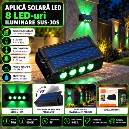 Aplica de perete solara lumina verde LH-799 80W [1]