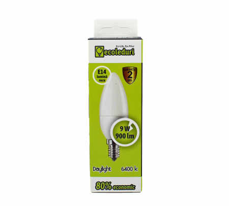 Bec E14 9W Lumanare C37 Ecoled 6400K [1]