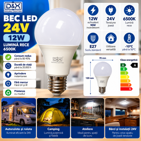 Surse de iluminat - BEC E27 24V CU LED 12W