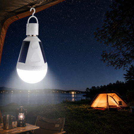 Bec Solar LED E27 12W cu Acumulator 1200mAh și 3 Panouri Solare [1]