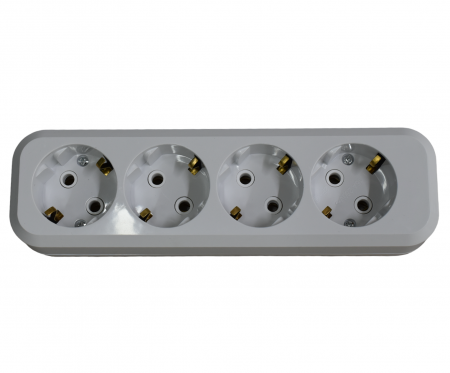 Cap prelungitor - Cap prelungitor cu patru posturi Schuko contact cupru, plastic ignifugYW-5814