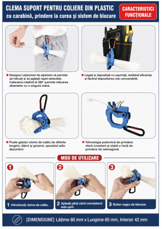 Clema organizator coliere cablu cu sistem de blocare si carabina [1]