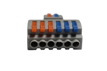 Conector electric tip Wago 2 intrări 6 ieșiri cu pârghii rapide pentru distribuție [1]