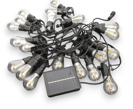 Becuri  Led - Ghirlanda solara 10 metri 20 bec S14 filament lumina calda