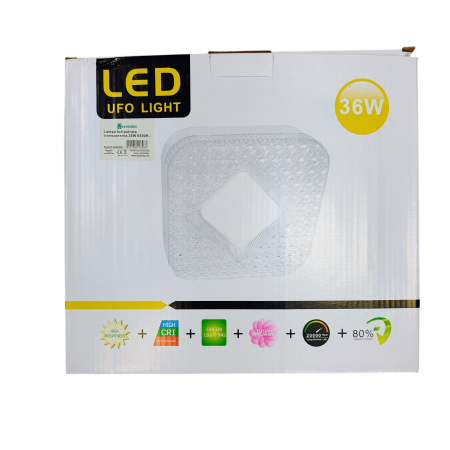 Lampă LED UFO 48W patrata 3 culori caldă neutră rece cu dispersor transparent [10]