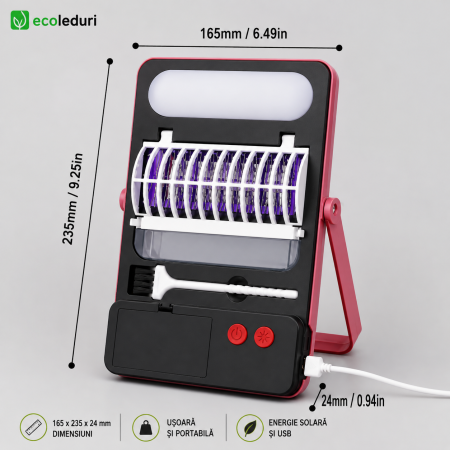 Lampă solară LED anti-țânțari BL-701 40W cu grilă 1800V, încărcare solară USB și Power Bank [3]