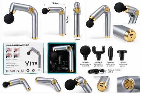 Aparataj şi accesorii - Pistol de masaj electric pliabil 5W cu maner extensibil