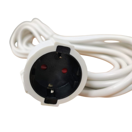 Prelungitor Cuplă 5M alb 3x1,5 mm² 10A 240V cu stecher și cuplă cauciucată [1]