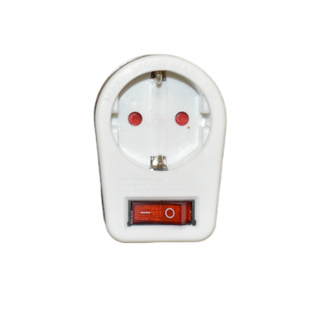 Priza adaptor cu intrerupator simpla 16A, alb
