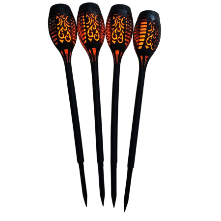 Set 4 Torțe Solare LED cu Efect de Flacără, 50 cm, 12 LED-uri, Senzor Crepuscular [4]