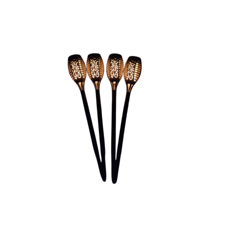 Set 4 Torțe Solare LED cu Efect de Flacără, 50 cm, 12 LED-uri, Senzor Crepuscular [5]