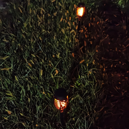 Set 4 Torțe Solare LED cu Efect de Flacără, 50 cm, 12 LED-uri, Senzor Crepuscular [2]