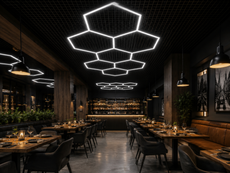 Sistem iluminat hexagonal LED pentru restaurant si spatiu comercial [1]