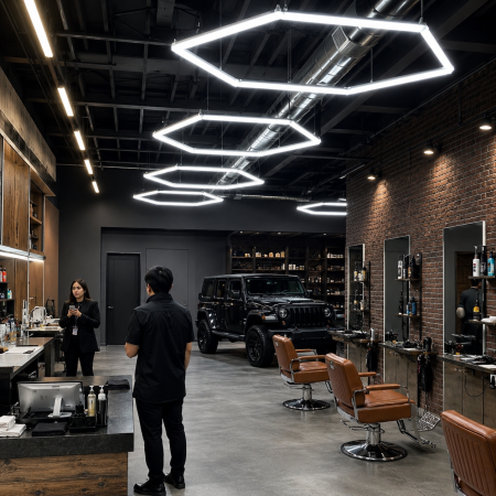 Surse de iluminat - Lampa hexagonala LED pentru salon si barbershop