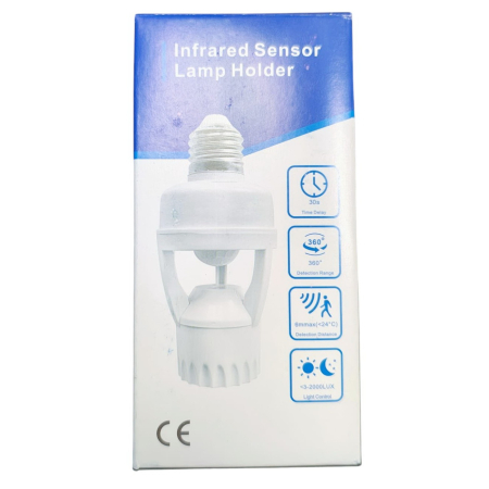 Soclu E27 cu senzor de mișcare și lumină crepusculară – 360°, unghi de detecție [6]