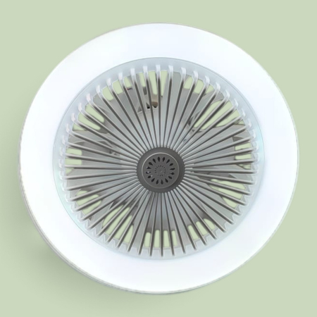 Lampă LED circulară cu ventilator E27, 25W, telecomandă, 3 viteze, aromaterapie, alb [5]