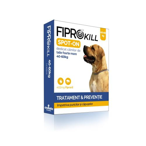 ANTIPARAZITAR EXTERN (PURICI, CAPUSE), 3 PIPETE CAINI DE TALIE FOARTE MARE 40-60KG FIPROKILL, 402MG [1]
