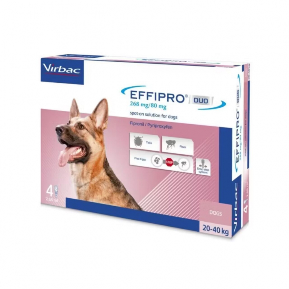 ANTIPARAZITAR EXTERN PENTRU CAINI EFFIPRO DUO 268 MG/80 MG 2,68 ML*4 PIP [1]