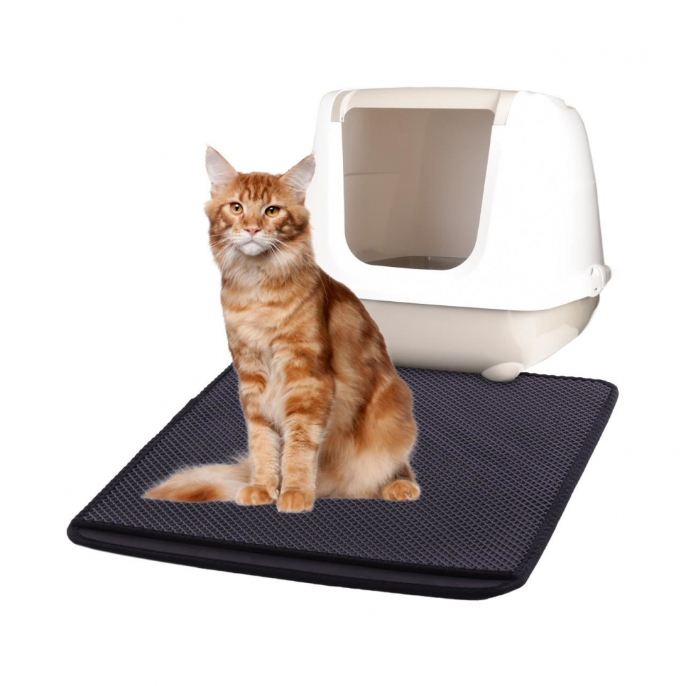 Covoras colector de nisip pentru litiera pisicii, negru, 70 X 60cm [2]