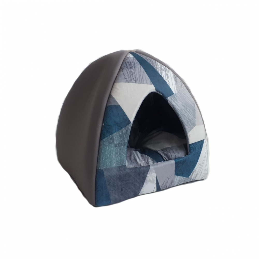 CULCUS TEXTIL PENTRU CAINI SI PISICI IGLU VEGA L GEO BLUE 43x43x38 CM [1]