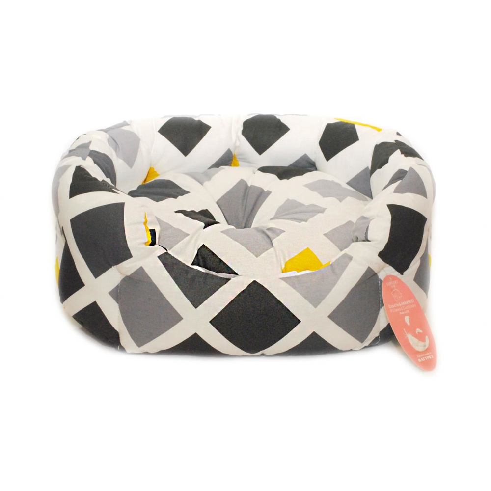 CULCUS TEXTIL PENTRU CAINI SI PISICI ORIONE M BLACK-WHITE-YELLOW 65x50x22/60008003 [1]