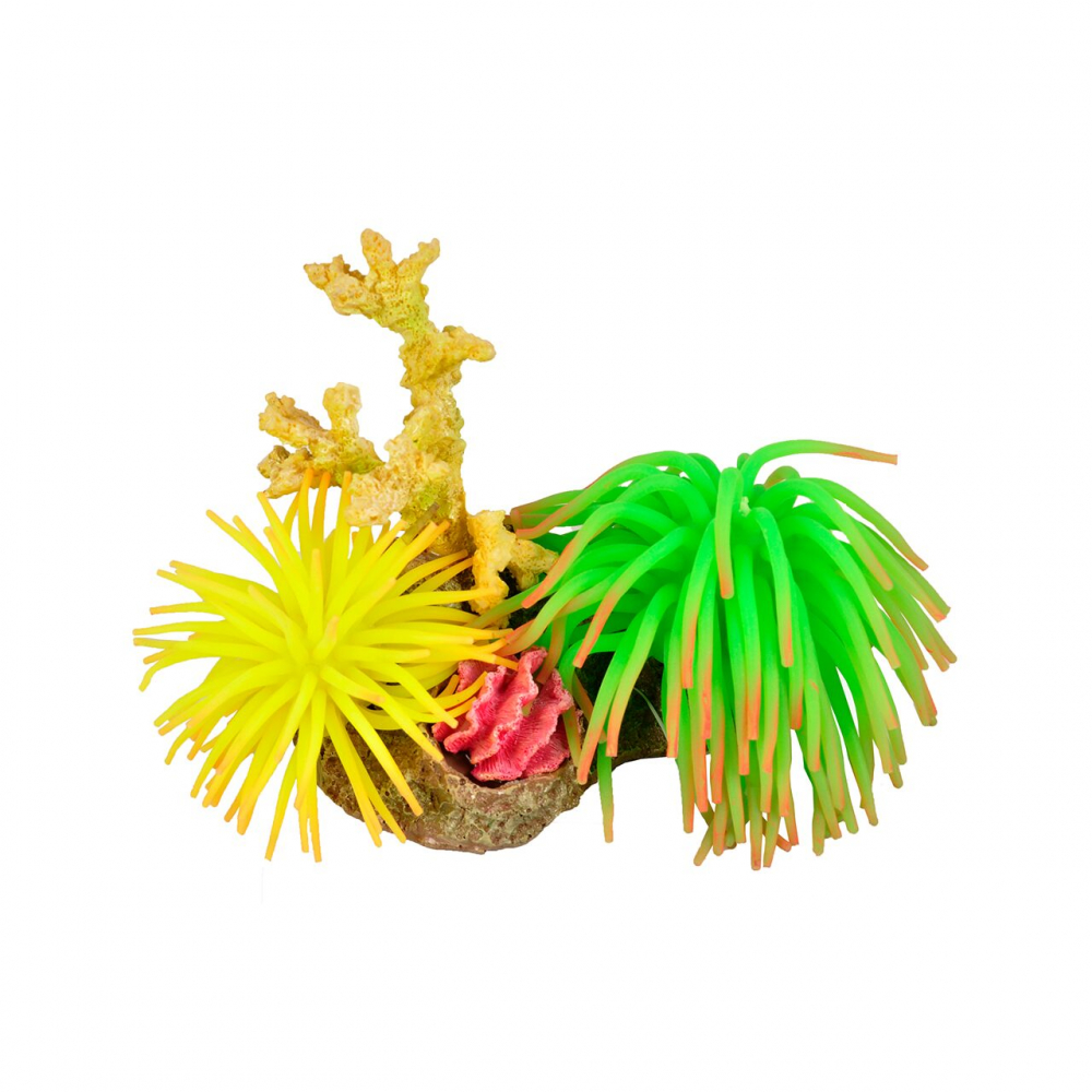 DECOR PENTRU ACVARIU ROCA CU ANEMONE FLAMINGO 13X9X13CM [1]
