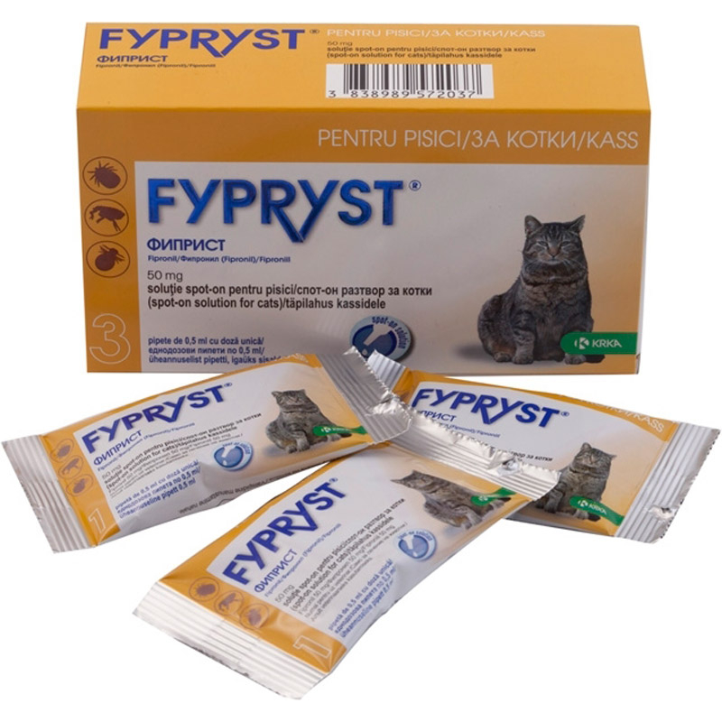 Pipete antiparazitare externe purici, capuse, FYPRYST CAT 50MGX3PIP [1]