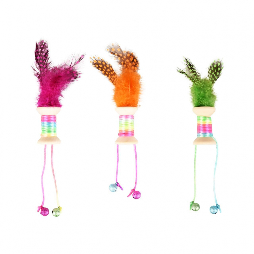 JUCARIE PENTRU PISICI FLAMINGO BOBINA CU FULGI CULORI DIVERSE 17x3 CM [1]
