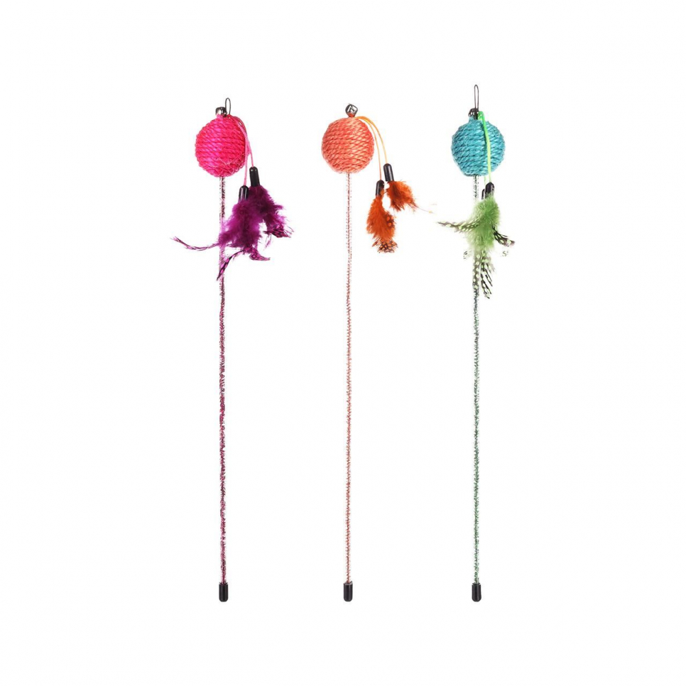 JUCARIE PENTRU PISICI FLAMINGO UNDITA CU MINGE SI CLOPOTEL 42CM [1]