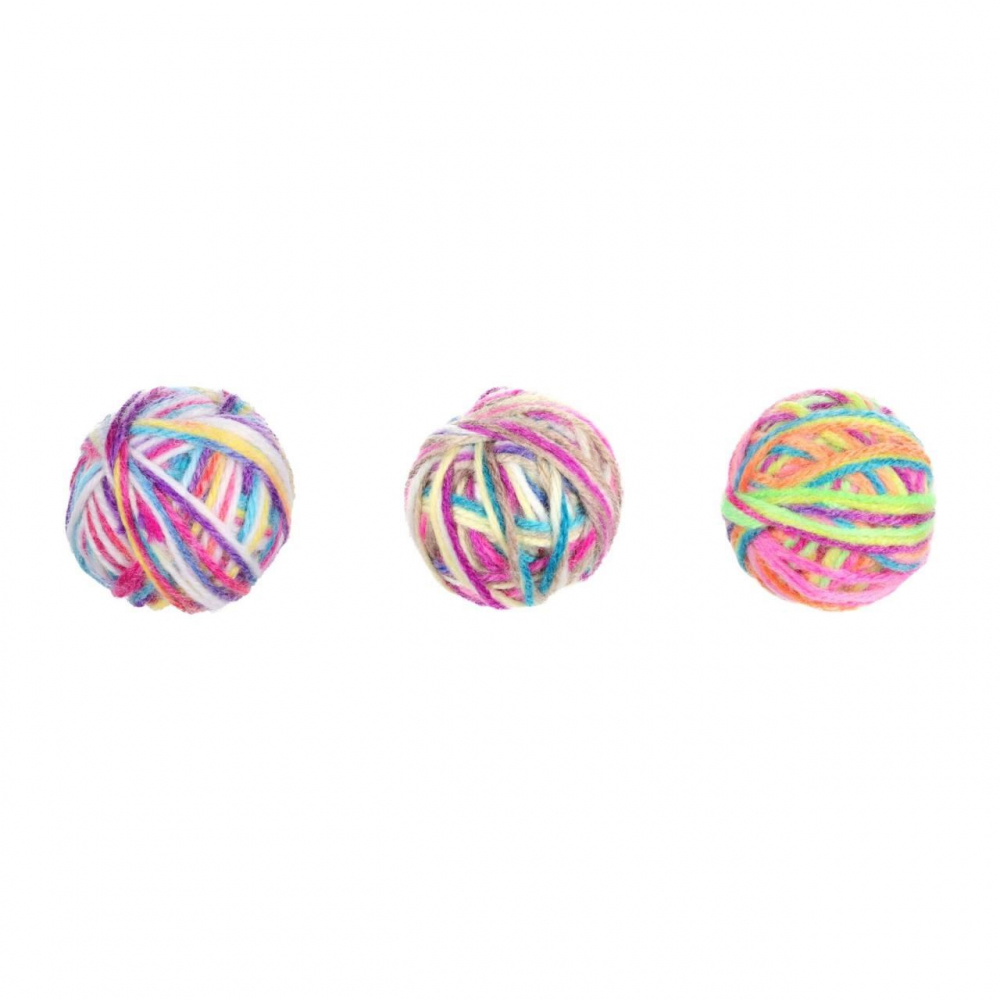 JUCARIE PENTRU PISICI MINGE MULTICOLORA CU CLOPOTEL 4,4CM (30BUC./DISPLAY) [1]