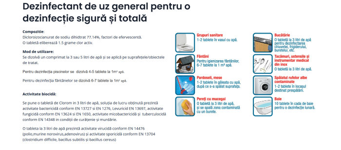 Pastile fântână, dezinfecție apă, cloramină pastile, Clorom 50 comprimate [2]