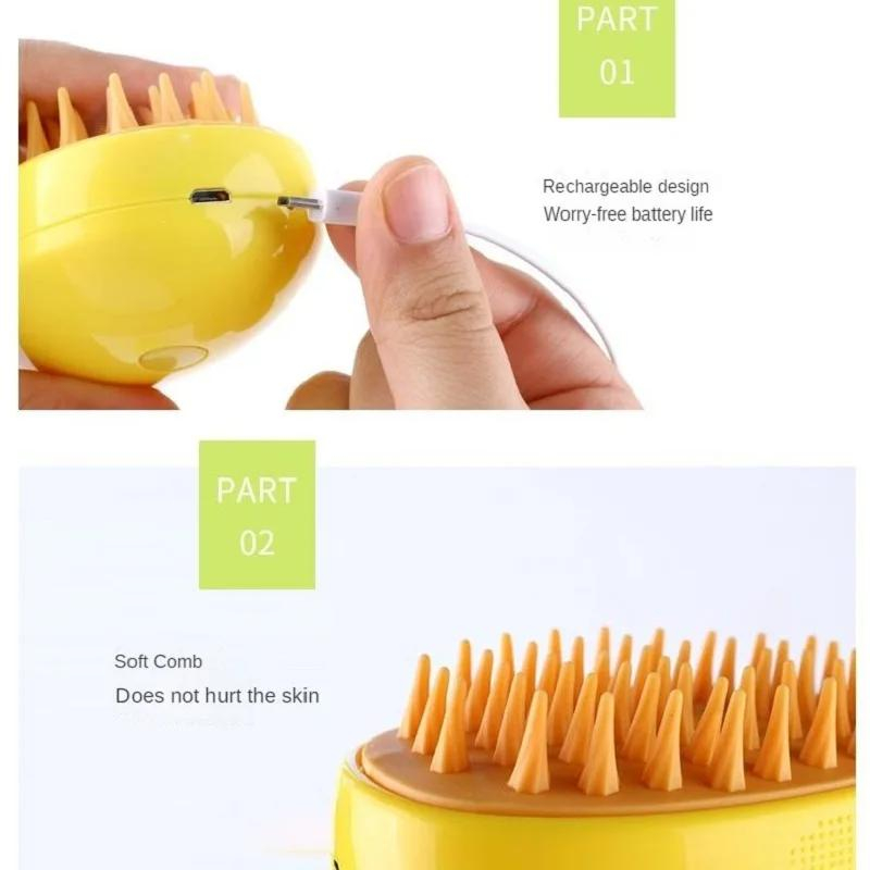 Perie 3 in 1 pentru Animale de Companie, cu Aburi, Pulverizator si Dozator Integrat, Ingrijire Pisici si Caini, Reincarcare USB [3]