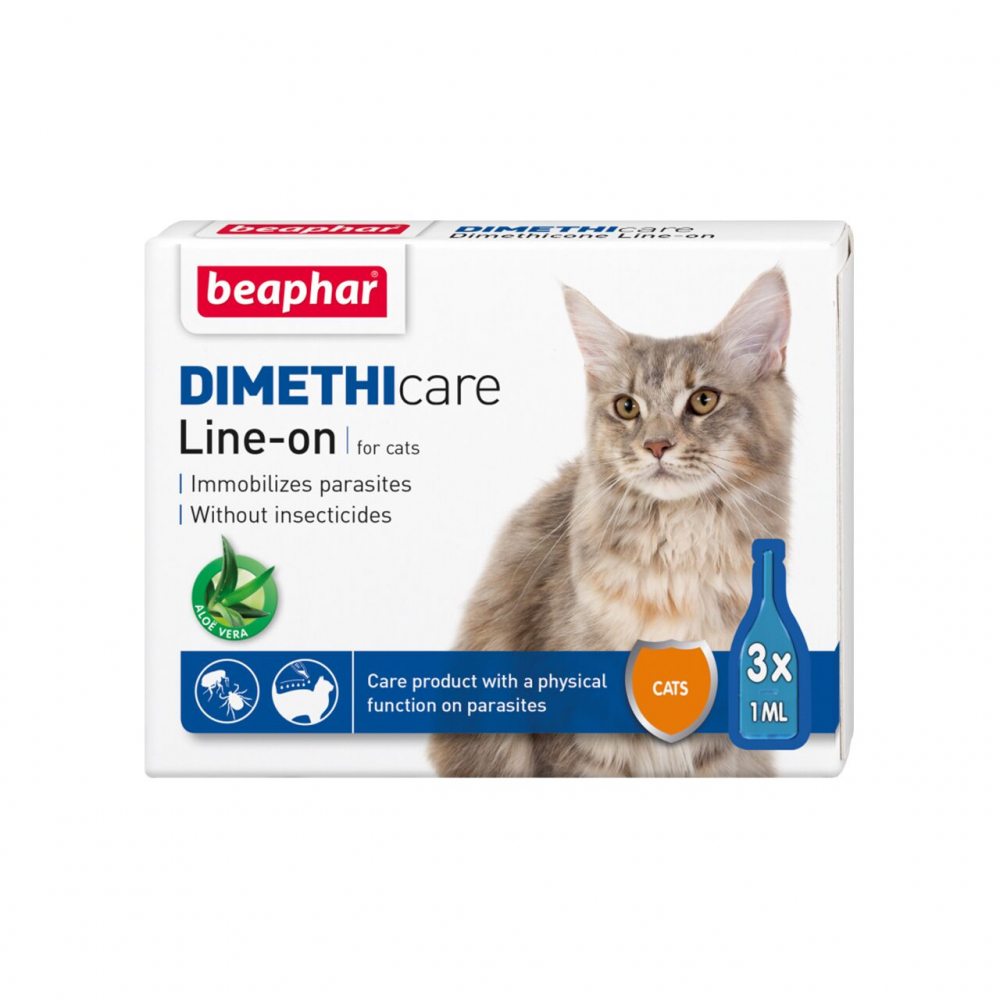 PIPETA ANTIPARAZITARA DIMETHICARE LINE-ON PENTRU PISICI BEAPHAR 3PIPx1ML [1]
