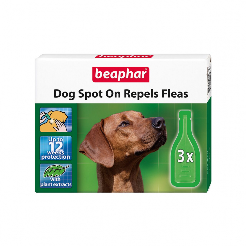 PIPETA ANTIPARAZITARA PENTRU CAINI BEAPHAR SPOT ON REPELS FLEAS 3PIP/CUT [1]
