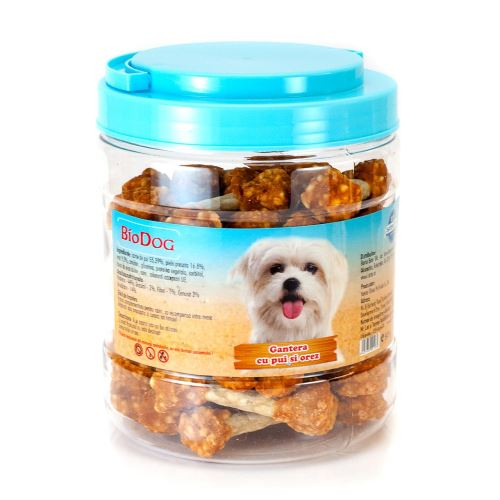 RECOMPENSE PENTRU CAINI BIODOG GANTERA CU PUI SI OREZ 500G [1]
